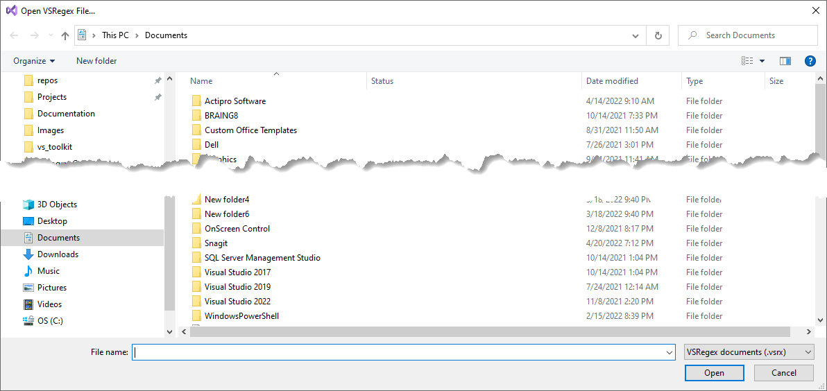 VSRegex Load File Dialog